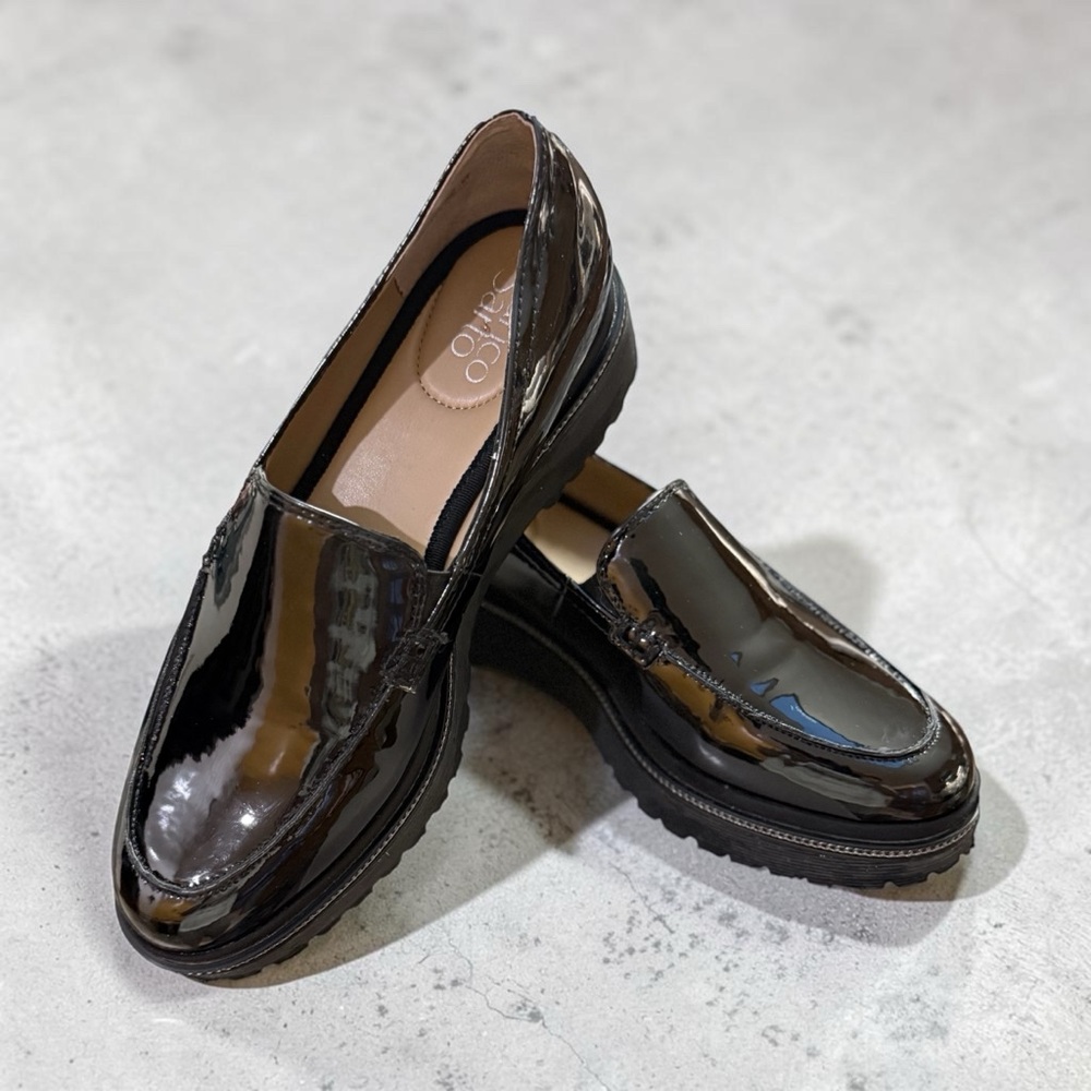 Franco Sarto Black Patent Slip-On Loafers